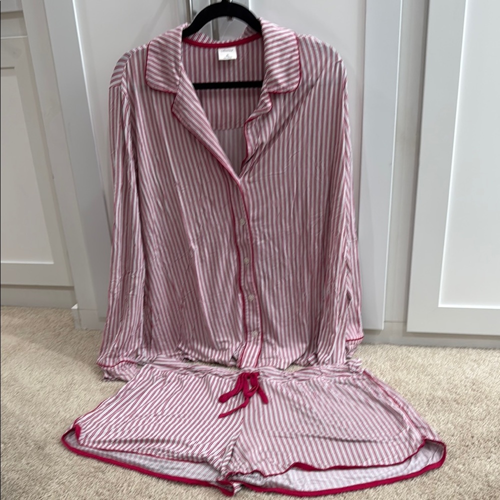 Soma Striped Pink and White Women's Pajama Set